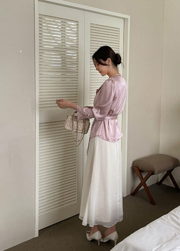 Bedu Double Chiffon Flare Long Skirt